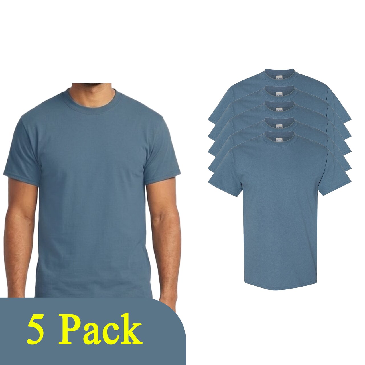 Gildan Heavy Cotton DIY Indigo Blue T-Shirt, Adult's Craft Blanks Multi Pack Tee